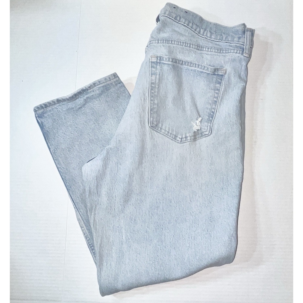 GAP Jeans Women's 16 Blue Cheeky Straight High Rise Fit Distressed Stretch Mall